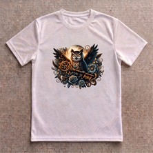 Baykuş Baskılı Tişört Erkek Unisex %100 Polyester Özel Tasarım