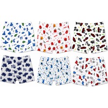 Tutku Çocuk Erkek Elastan Emprime Boxer 6 Lı Set