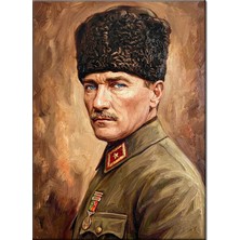 Bedeko Kalpaklı Üniformalı Mustafa Kemal Atatürk Mdf Ahşap Tablo