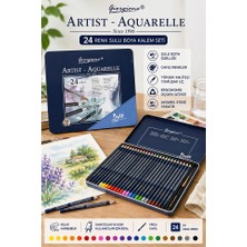 ArtMaster Aquarel Suluboya Kalemi 24 Renk 1 Paket Giorgione Teneke Kutu Sulu Boya Kalemi 24 Lü Fırça Hediyeli Sanatsal Kaliteli