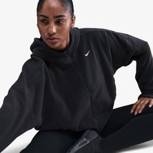 Nike One Therma-Fıt Fz Top Oversıze Polar Kadın Siyah Sweatshirt-Sportxstore