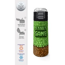 Coral High Kids Lacivert Turuncu Çizgili Pipetli ve Direkt Içim Çelik Termos 500 ml 31998 Yeşil Craft