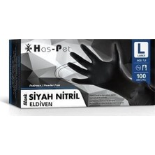 Asitan Haspet Siyah Nitril Eldiven L Beden (Kalın)