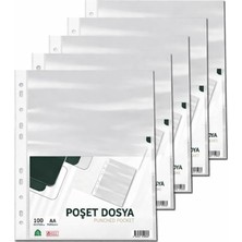 Asitan Şeffaf Poşet Dosya 100'LÜ - 5 Paket - Delikli, Klasör Uyumlu (A4)