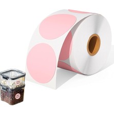 Asitan Yuvarlak Termal Etiketler, 5 cm Pembe Daire Rulo Çıkartmalar, 600 Adet Kendinden Yapışkanlı Ka�