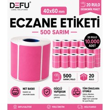 Defu 40X60 Pembe Termal Eczane Etiketi 500LÜ 20 Rulo 10.000 Adet 40MM Kuka