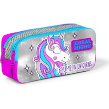 Yaygan Coral High Kids Simli Unicorn Iki Bölmeli Kalem Çantası 22291 Diğer