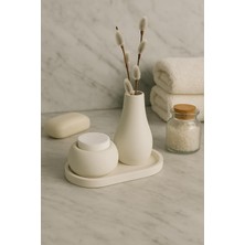 Asitan 3 Parça El Yapımı Masaüstü Organizer Set – Minimalist Kalemlik, Mumluk ve Tepsi – Modern Ma