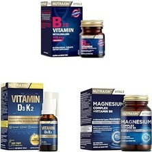 Asitan Seti | B12 Vitamin 1000 Mcg 60 Tablet X1 + D3K2 Vitamin 30 ml X1 + Magnesium Complex 60 Tablet X1