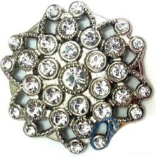 Hace Bazaar Taşlı Yuvarlak Broş, Sandık Süsü 4,5 cm - Nikel, 10 Adet