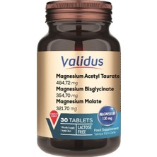 Asitan Magnesium Complex Bisglycinate Taurat Malat Vitamin B6 Vitamin D3 1000 Iu 30 Tablets