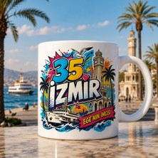 Ajans 313 Izmir Temalı 35 Plaka Pop-Art Çizgi Roman Tasarımlı Seramik Kupa Bardak