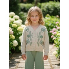 Noble Kids Kız Çocuk Triko Hırka ve Pantolon Takım Yeşil