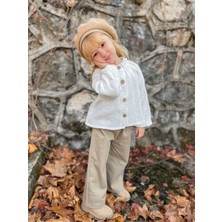Noble Kids Kız Çocuk Gömlek ve Gabardin Pantolon Takımı Ekru