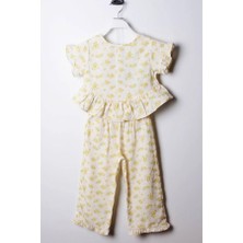 Noble Kids Kız Çocuk Çiçek Desenli Volanlı Bluz ve Pantolon Takım