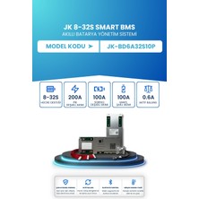 Electroll Jk Smart Bms Akıllı Batarya Yönetim Sistemi 8–32S 200A 0.6A Aktif Balans JK-BD6A32S10P