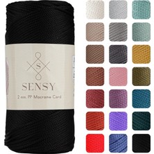 2 mm - 200 gr Polyester Makrome Ipi Siyah 230 M Polyester Makrome Ip Supla Ip ve Çanta Ipliği (Siy
