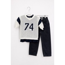 BoyBoy Kidswear Erkek Çocuk Triko Süveterli Jean Takım Beyaz