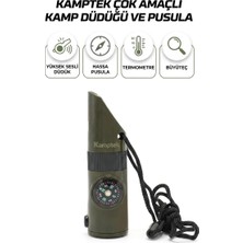 Kamptek Kamp Teknolojisi Kamptek Çok Fonksiyonlu Doğa Sporları Düdüğü - Pusulalı, Termometreli, Büyüteçli Kamp Ekipmanı Fonksiyonel Düdük