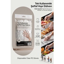 Tek Kullanımlık Şeffaf Hışır Eldiven 100'LÜ Paket – Gıda Uyumlu Hijyenik Koruyucu Mutfak V
