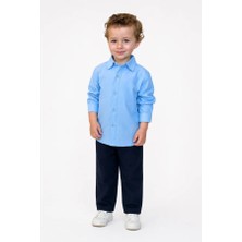Noble Kids Erkek Çocuk Keten Gömlek ve Gabardin Pantolon Takım Mavi