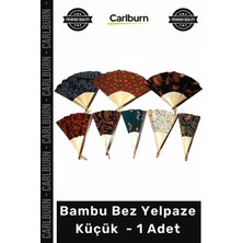 Carlburn Özel Üretim Hediyelik Doğal El Yapımı Katlanabilir Kaliteli Bambu Bez Yelpaze Küçük - 1 Adet