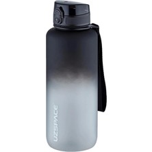 Uzspace 1500ML Mega Boy Soft Touch Çift Renk Motivasyon Tritan Su Matarası (Siyah-Beyaz)