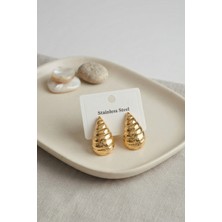 Mç Plus 316L Çelik Gold Renk Vintage Damla Model Küpe