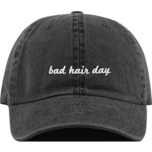BarsDepo Bad Hair Day Nakış Baskılı Yıkamalı Şapka / Baseball Cap / Nakışlı Acid Wash Bad Hair Day Cap