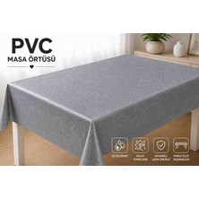 Melisa Tekstil Pvc Masa Örtüsü Kabartmalı Çiçek Desenli Suya Dayanıklı Silinebilir Gri