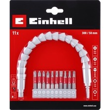 Esranın Dünyası Orijinal Einhell 11 Parça Bit Seti (300 mm Esnek Mil, Kalıcı Mıknatıs, 10 Adet 50 mm Bit, Krom
