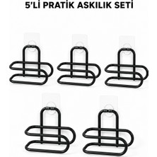 sbodurhome  Siyah Metal Wc Kağıtlık Yapışkanlı Tuvalet Kağıdı Rulo Tutucu 5 Adet Avantajlı Set