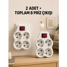 Poebgo Familys 4’lü Priz Çoğaltıcı 2 Adet Set Kablosuz Duvar Tipi Anahtarlı Priz Çoklayıcı