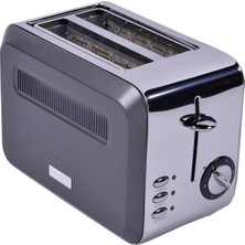 Gem Titan 2 Dilim Ekmek Kızartma Makinesi – 980 W, Paslanmaz Çelik Gövde | Antrasit Gümüş