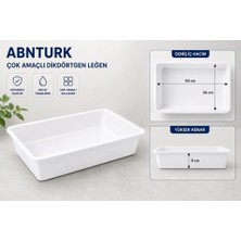 Abnturk 50X34X8CM Beyaz Plastik Peynir Leğeni Büyük Boy Peynir Küveti Çok Amaçlı Derin Tepsi