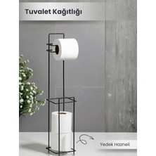 Poebgo Familys Siyah Standlı Yedek Hazneli Tuvalet Kağıtlığı