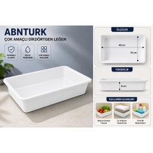Abnturk 48X33X8CM Beyaz Plastik Peynir Leğeni Büyük Boy Peynir Küveti Çok Amaçlı Derin Tepsi