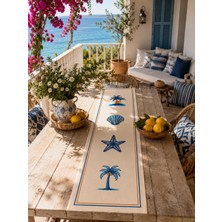 R'eyla R’eyla Costa Bianca Runner 50X150 cm – Akdeniz ve Deniz Temalı Mikro Petek Kumaş Dijital Baskı