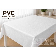 Melisa Tekstil Pvc Masa Örtüsü – Kabartmalı Çiçek Desenli, Silinebilir, Beyaz
