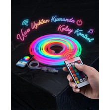 Poebgo Familys 3 Metre Rgb Akıllı Neon LED Şerit Işık Telefon ve Kumanda Kontrollü Ambiyans Aydınlatma