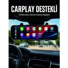 Poebgo Familys Ayna Carplay Araç Içi 9.66 Inç IPS Ekran Geri Görüş Kamerası Destekli