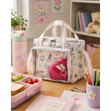 Probag Çocuk Termal Okul Beslenme Çantası | Şeffaf Cepli Peluş Aksesuarlı Omuz Askılı Lunch Bag