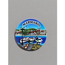 Mundy Marmaris Polyester Kabartmalı  Magnet  Çap: 6,5 cm  – Dekoratif Hediyelik Buzdolabı Süsü  (KOD:1792)