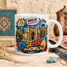 Ajans 313 Kırşehir Temalı 40 Plaka Ahilik Başkenti Tasarımlı Seramik Kupa Bardak