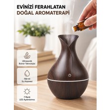 Poebgo Familys Aromaterapi Difüzör Ahşap Desenli ve Ultrasonik Nemlendirici LED Işıklı