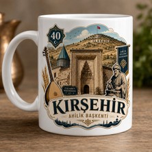 Ajans 313 Kırşehir Temalı 40 Plaka Ahilik Başkenti Cacabey Medresesi Tasarımlı Seramik Kupa Bardak