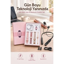 Poebgo Familys Kablolu Bluetooth Kulaklık ve Kadınlara Özel Bileklik Hediyeli Yeni Nesil Akıllı Saat 3 Kordonl