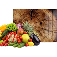 Reflexa Cam Kesme Tahtası Çok Renkli Ahşap Ağaç Desenli Çok Amaçlı 40 x 30 cm