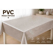 Melisa Tekstil Pvc Masa Örtüsü Kabartmalı Çiçek Desenli Suya Dayanıklı Silinebilir Krem