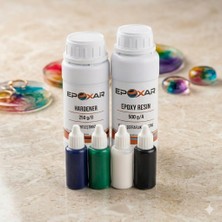 750G Şeffaf Epoksi Reçine Kit + 4'lü Renkli Pigment Boya Avantaj Paketi(Beyaz,siyah,yeşil,mavi)8